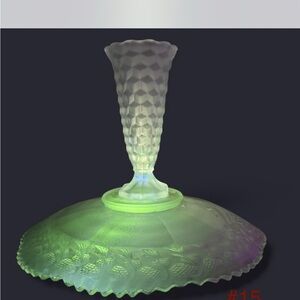 Vintage UV Reactive Green Platter Vase
